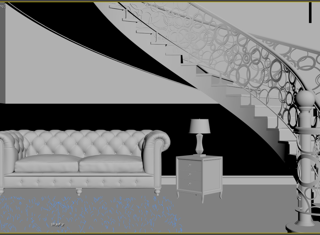 Modellazione 3D, dettaglio divano